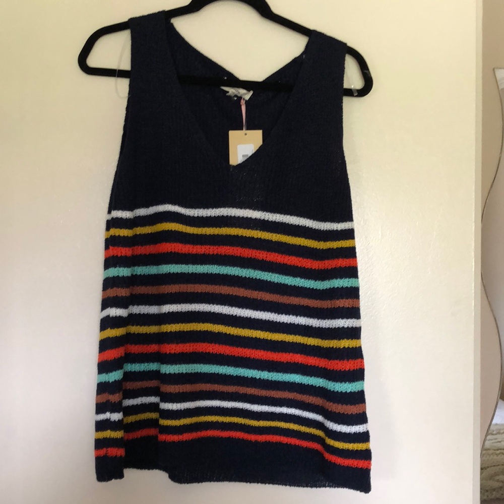 Navy blue knit tank top